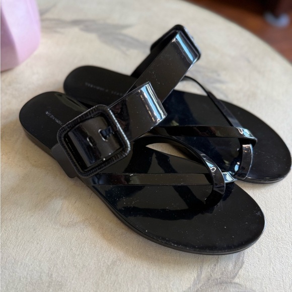 NWOT VERONICA BEARD Salva Jelly Flat Summer Beach Sandal Flip Flop Buckle 7 - Picture 4 of 9